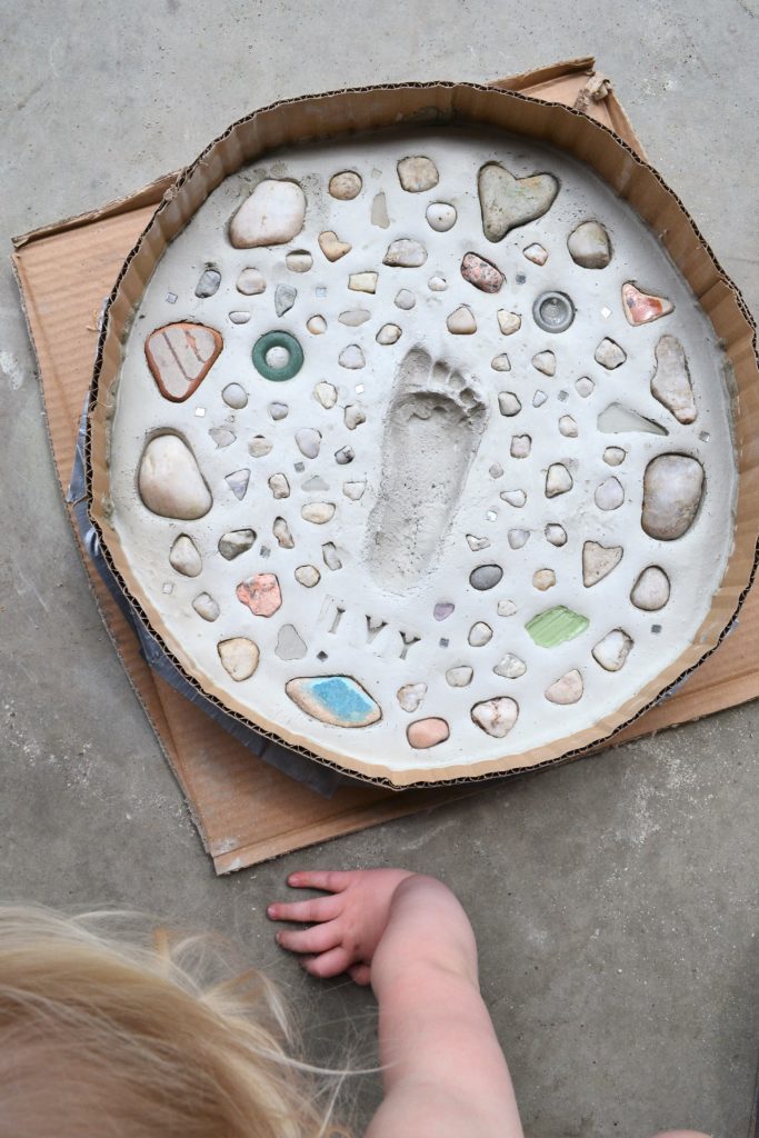 DIY Stepping Stones: Kids Footprint Keepsakes- With DIY Cement Molds